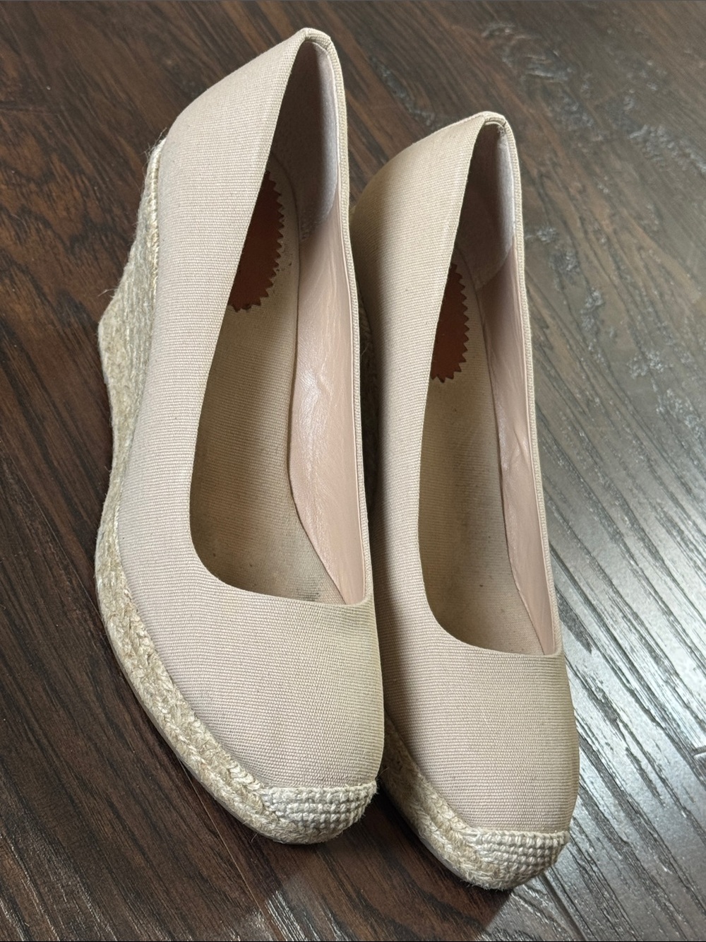 J. Crew Neutral Canvas Espadrille Wedge Pumps